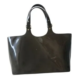 Tory Burch Olive Green Patent Leather Perforated Logo Tote Bag – Chic Everyday