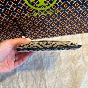 Tory Burch T Monogram Jacquard Card Case Tory Navy Gold