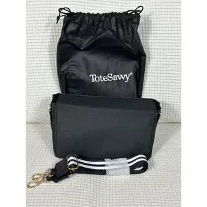 ToteSavvy Black Mini Diaper Bag w/ Changing Pad and Shoulder Strap NIB