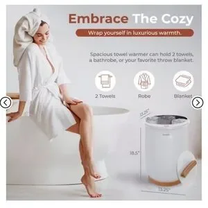 Towel Warmer With Wooden Accents