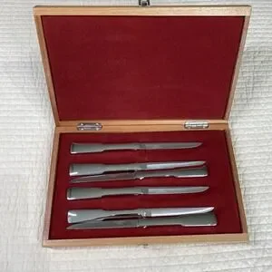 Towle Stainless USA Steel Steak Knives Set Of 6 In Wooden Case