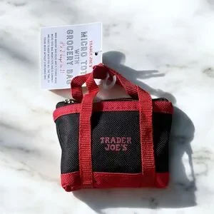 Trader Joe's Black and Red Grocery Bag Micro Tote. NWT
