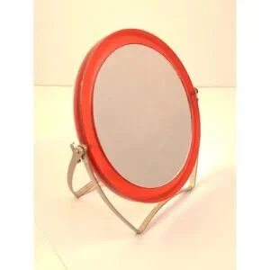 Travel Vanity Mirror Swivel Style Red Plastic Cover