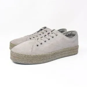 Tretorn Eve Suede Platform Espadrilles Sneakers In Birch Silver