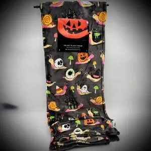 Trick or Treat Halloween Plush Throw Blanket Velvet Snail Print 50 x 70