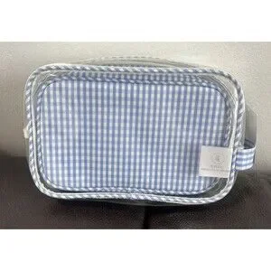 TRVL Design Duo Clear & Gingham 2-Pc Pouch Set Cosmetic Travel Case Bag NEW