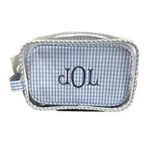TRVL Design Duo Clear & Gingham 2-Pc Pouch Set Cosmetic Travel Case Bag NEW