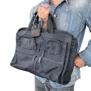 TUMI Men's Briefcase Bag Messenger Travel Multi Pocket Expandable Hang Tag