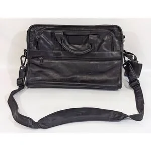 Tumi Nappa Leather 2Way Briefcase Business Bag Black W/ Laptop Sleeve
