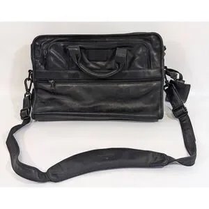 Tumi Nappa Leather 2Way Briefcase Business Bag Black W/ Laptop Sleeve