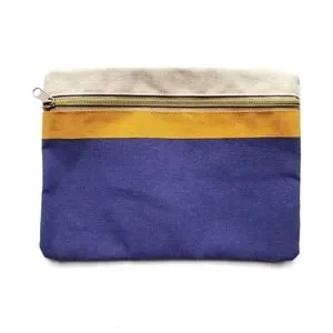 twelveNYC Zippered Linen Clutch Bag