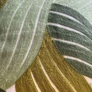 TWO Embroidered Tri Colored Green Botanical Throw Pillow Covers