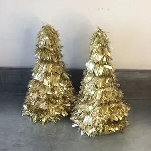 Two gold Christmas tree cones decor decoration Xmas winter