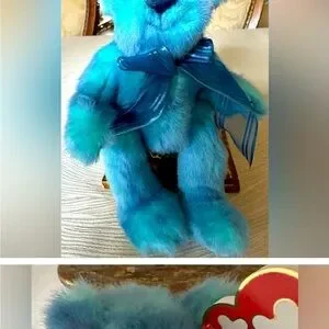 Ty Attic Treasures Collection Azure The Blue Bear Poseable Vintage Retired 1993