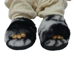 UGG Fluff Yeah Black White Marbled Fleece Lined Slippers Infant Baby 02/03