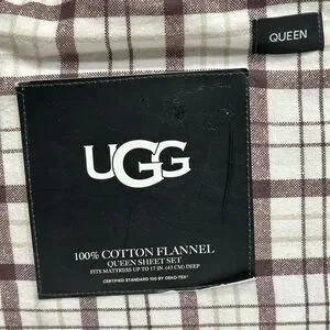 Ugg Queen Sheet Set Of 4 Cotton Flannel Lodge Burgundy 90”X102” Oeko