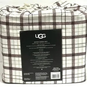 Ugg Queen Sheet Set Of 4 Cotton Flannel Lodge Burgundy 90”X102” Oeko