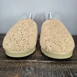 UGG Tasman Shaggy Mens Size 10 Suede Clog Shoes Slippers Brown Fur Lined
