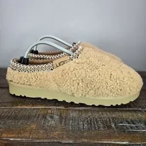 UGG Tasman Shaggy Mens Size 10 Suede Clog Shoes Slippers Brown Fur Lined