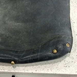 Unbranded Rustic Pebbled Leather Blue And Brown Adjustable Strap Shoulder Bag