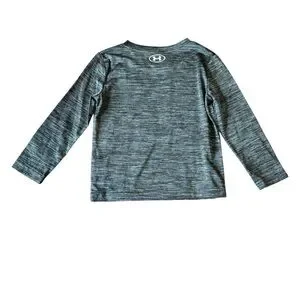 Under Armour Little Boys 24 Months Long Sleeve T-shirt Gray Steel Blue Logo NWT
