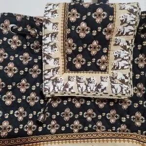 Unique Quilted Cat Backpack Bag Elephant Design Interior