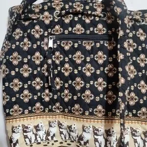 Unique Quilted Cat Backpack Bag Elephant Design Interior