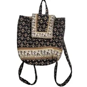 Unique Quilted Cat Backpack Bag Elephant Design Interior