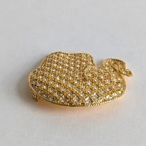 Unsigned Elephant Brooch Petal Filigree Pave Rhinestone Settings Gold Tone