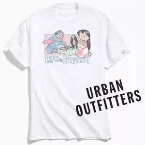 Urban Outfitters UO Graphic Tee Lilo & Stitch Record Player White Size L