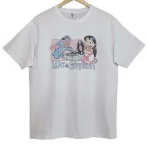 Urban Outfitters UO Graphic Tee Lilo & Stitch Record Player White Size L
