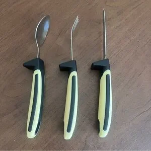 UrbanRed Weighted Utensils Black And Cream Flatware Set 3 Pieces For Tremors