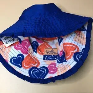 UV Skinz Child’s Reversible Sun Hat Blue And Orange Hearts