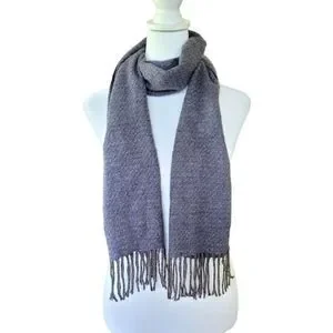 V. FRAAS Cashmink Scarf Brown & Blue With Fringe