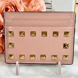 Valentino Garavani Blush Pink Rockstud Card Holder