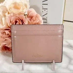 Valentino Garavani Blush Pink Rockstud Card Holder