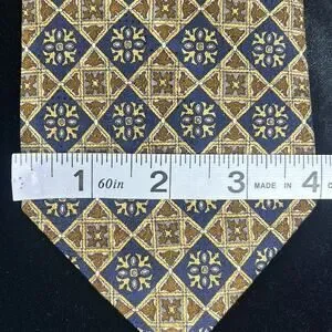 Valentino Men’s 100% Silk Necktie Yellow Blue Neutral Professional Designer
