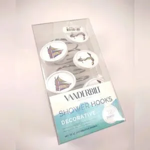 Vanderbilt Nautical Shower Hooks Set Of 12 Anchors And Ships Oval Design NWT