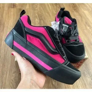 VANS Knu Stack black fuchsia platform lace up shoes sneakers women's 7 new