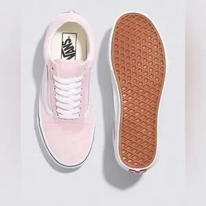VANS Old Skool Shoe Classic Lace-Up Sneaker Blush Mauve Pink/White Size 8.5