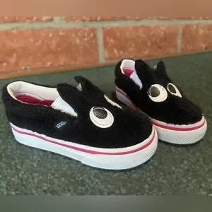 VANS Slip On Infant Baby Toddler Friend Party Furry Black Shoes size 5