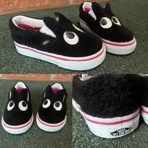 VANS Slip On Infant Baby Toddler Friend Party Furry Black Shoes size 5