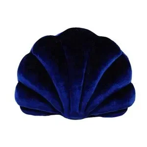 Velvet Shell-Shaped Throw Pillow – Dark Blue 20" x 15" (Insert Included)