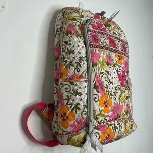 VERA BRADLEY LARGE LAPTOP BACKPACK BAG TEA GARDEN RETIRED PRINT