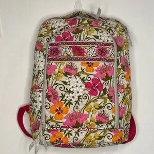VERA BRADLEY LARGE LAPTOP BACKPACK BAG TEA GARDEN RETIRED PRINT