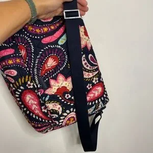 Vera Bradley Messenger Bag Painted Paisley Laptop Shoulder Bag Blue Purple Pink