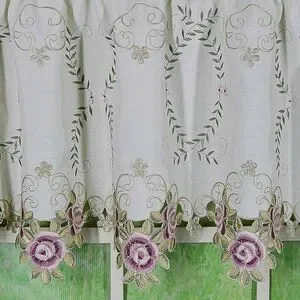 Verona Reverse Embrodery Elegant Cream Floral Window 1 Valance. 70"W x 18"…