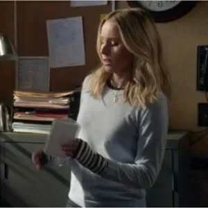 VERONICA BEARD Avory V-Neck Merino Wool Sweater Grey Melange 3XL