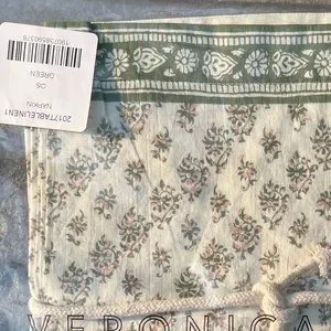VERONICA BEARD S/4 Napkins SPRING Floral Granny Chic Green Cream Pink