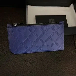 Versace La Greeca Medusa Logo Leather Zip Up Card Holder Wallet